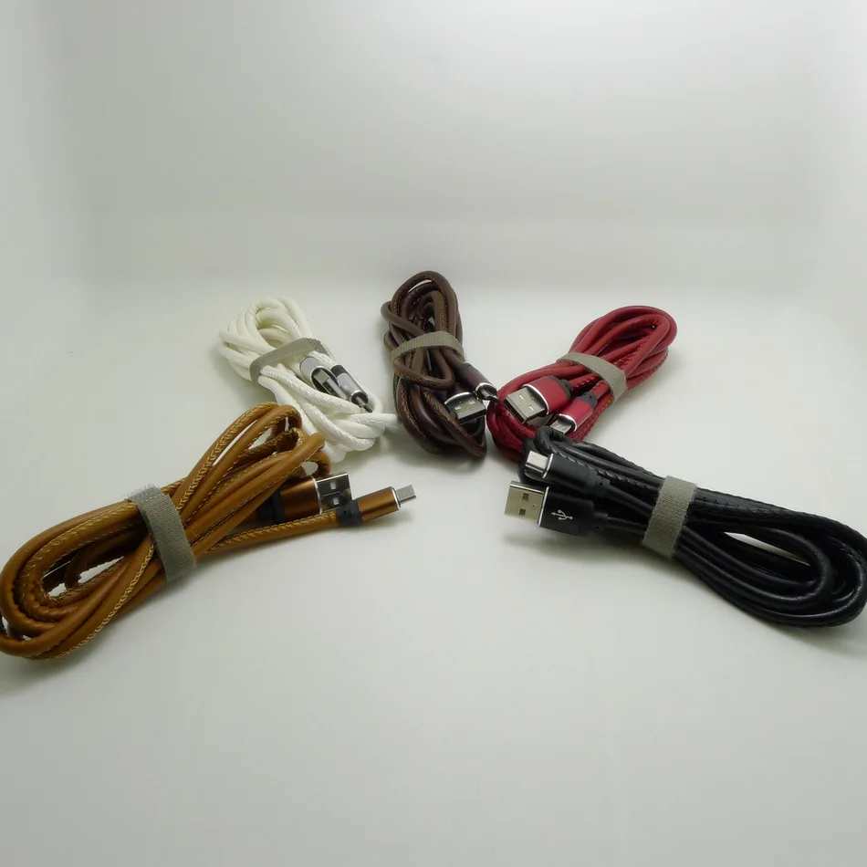 20 قطعة/الوحدة الجملة جيدة جودة 1 متر 3ft دائم جلد نوع-C مايكرو USB شحن كابل نوع C البيانات خط الحبل للهاتف الكمبيوتر