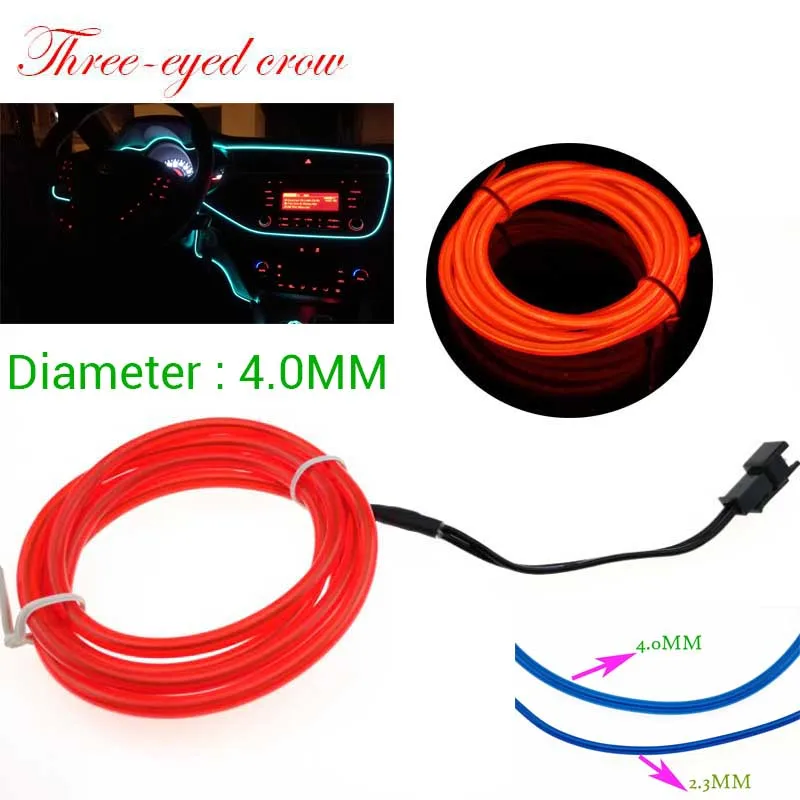

4.0MM Diameter1M 2M 3M 4M Neon LED EL Wire Lamp Glow String Lights Rope Tube For Home Car Dance Party decor DC12V controller