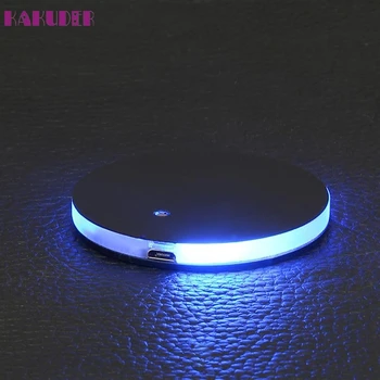 

New Arrival 1pc Solar Cup Holder Bottom Pad LED Light Cover Trim Atmosphere Lamp For All car mr28