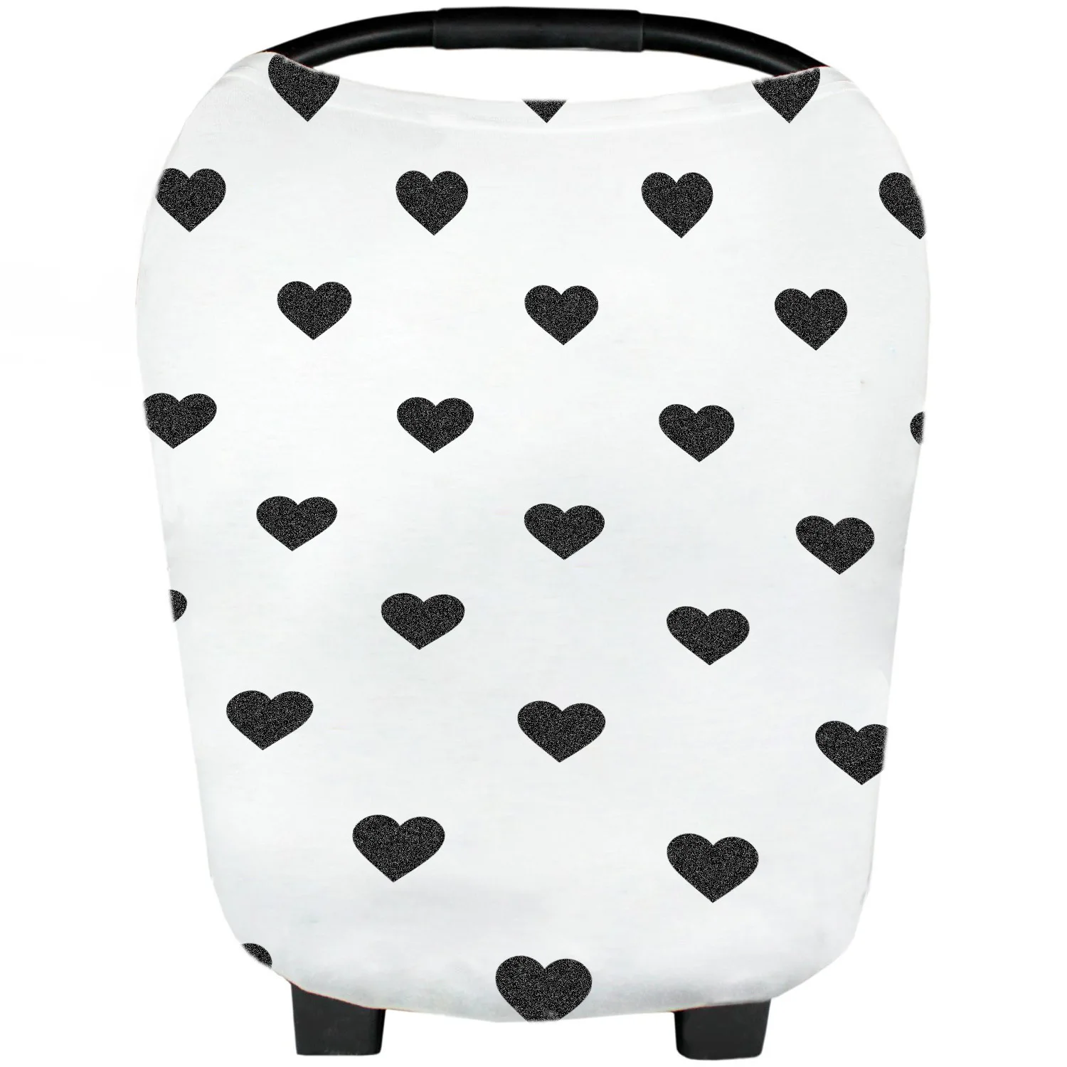 New cotton baby blanket for Car Seat Cover Stretchy Breathable Canopy Infant Nursing Covers,Style White Black Heart Cross Cover