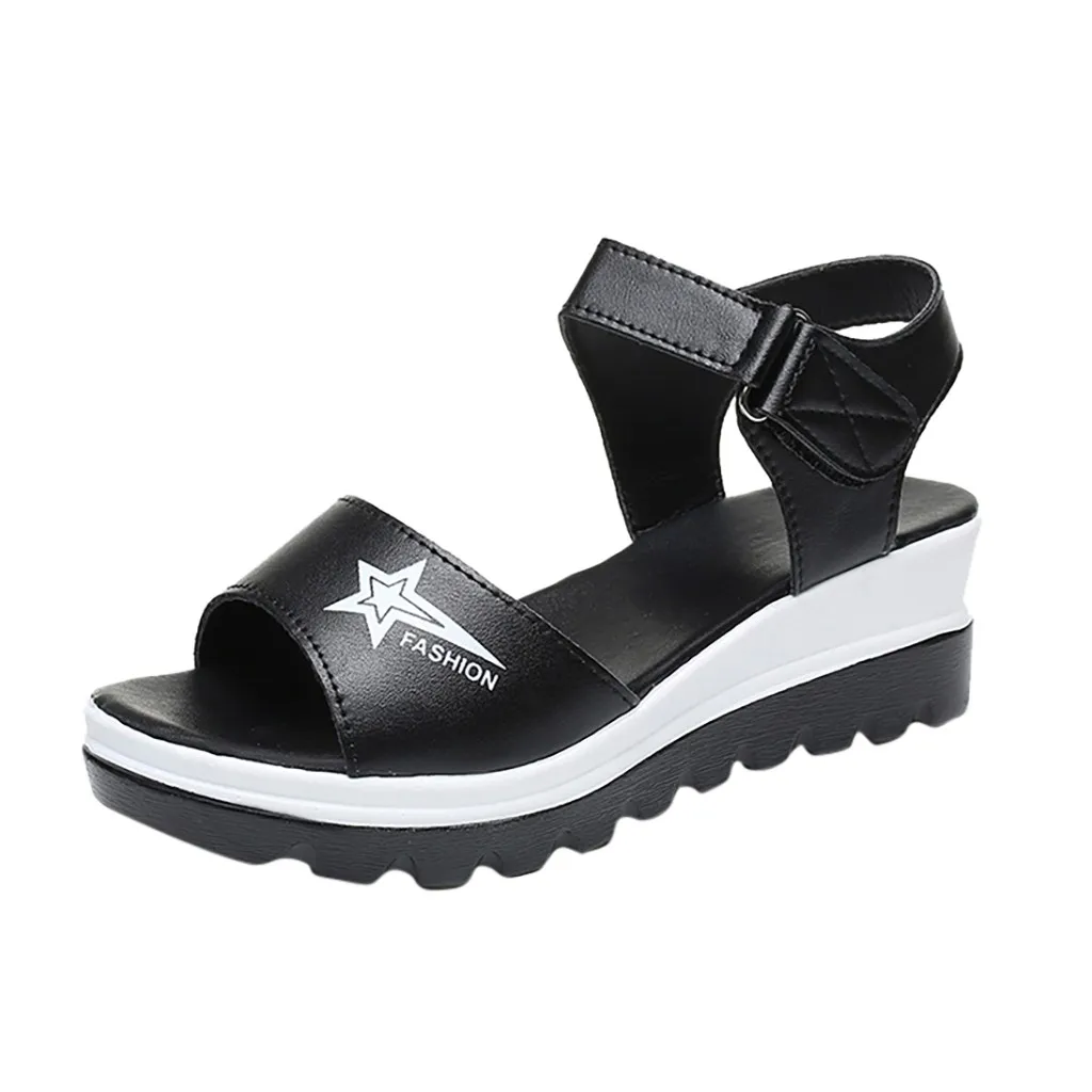 

SAGACE Women Girls Summer Sexy High Quality Outsid Ladies Shoes Casual Peep Toe High Platform Hook&Loop Sandals Shoes