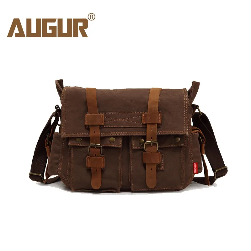 

AUGUR New Arrival Men's Crossbody Bag Vintage Military Men Canvas Messenger Bag Teenager College School Travel Shoulder Bags
