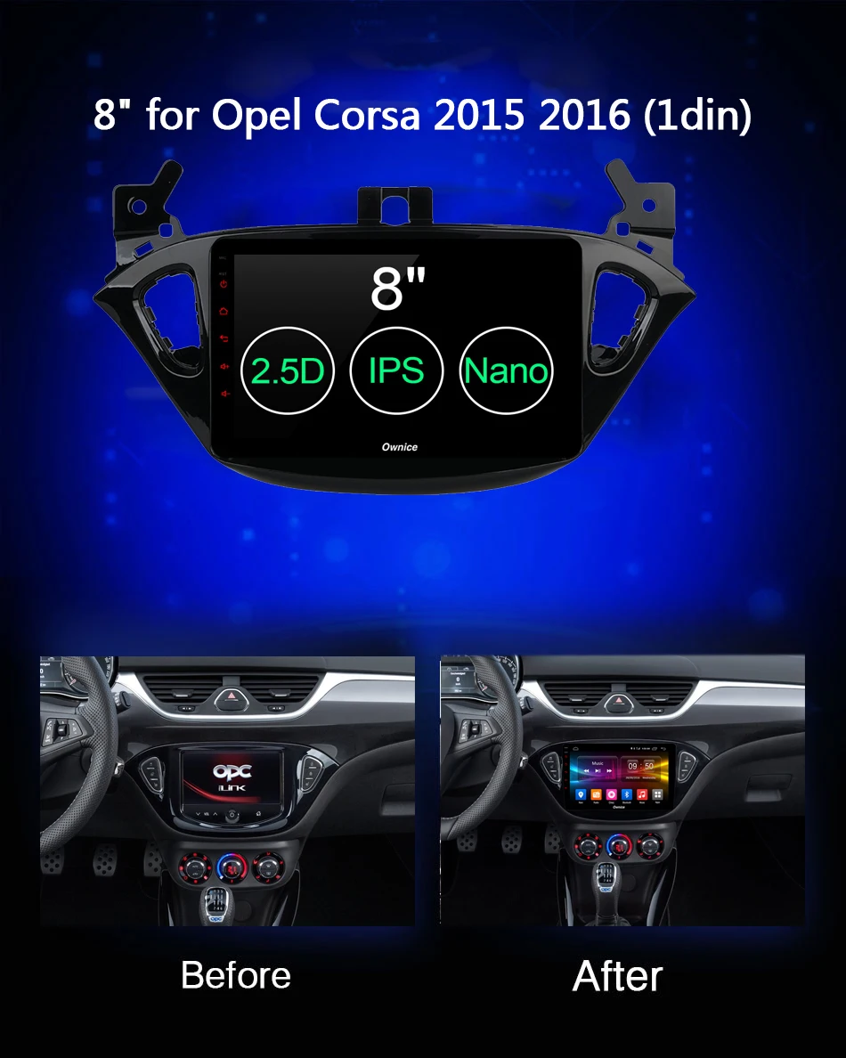 Clearance 1Din 8"IPS+2.5D Octa Core Android 9.0 Car DVD Player For Vauxhall Opel Corsa 2015 2016 GPS Navi Radio CarPlay DSP 4G RAM+32G ROM 2
