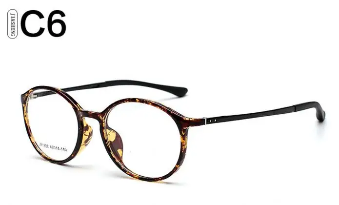 TR90 оправы для очков по рецепту, Мужские Простые зеркальные ультра-светильник, вольфрамовые очки для близорукости, оправа oculos de grau redondo - Цвет оправы: C6
