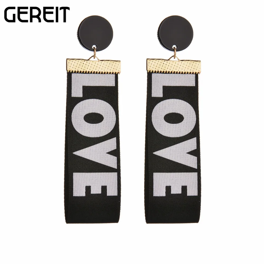 

GEREIT 2017 New Arrival Simple Word LOVE Romantic Fabric Drop Earrings For Women Lover Girl Friend Jewelry Female Accessories
