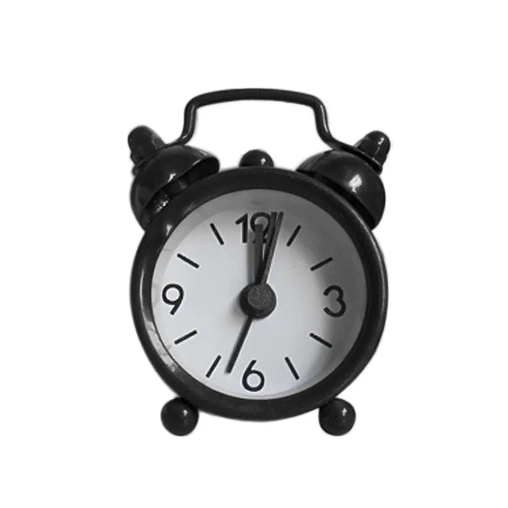 Alarm Clock Modern Design Creative Cute Mini Metal Small Pointer Clock Electronic Round Alarm