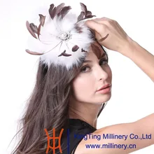 Junes Junge Frauen Feder Fascinator Hüte Cocktail Party Weiß Faux Pelz Neuheiten Elegante Dame Hochzeitskleid Tragen Zubehör