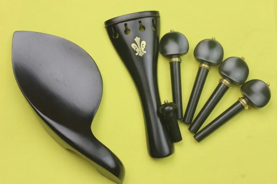 

1 set ebony violin parts 4/4 full size Inlaid copper flower, violin accessories