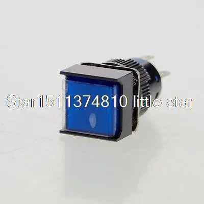 

5x DC 12V Blue Squared Signal Light indicator Non-Locked Push Button Switch 16mm