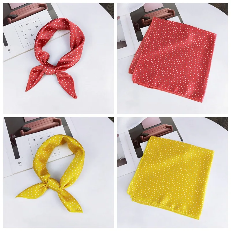 fashion Square Scarf Hair Tie Band Party Women Elegant Small Vintage Skinny Retro Head Neck Silk Satin Scarf, square scarves