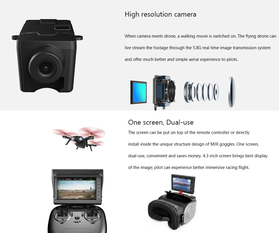MJX B8Pro RC Drone Quadcopter Brushless With 2204 1800KV Motor 3D Flips Remote Control Drone Toy Aircraft 5.8G PFV Goggle Drone (7)
