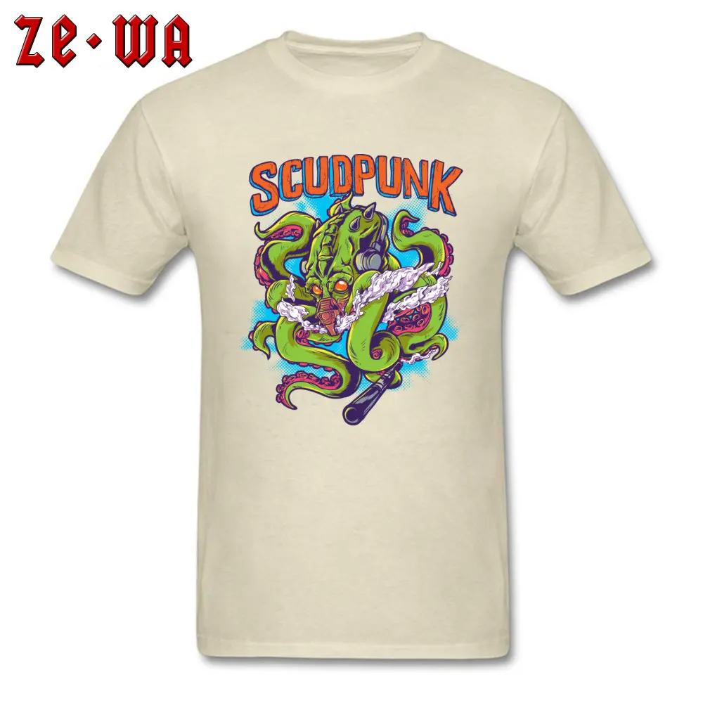 Godlike Octopus T Shirt Custom Short Sleeve Classic Crewneck 100% Cotton Fabric Tees Comics Clothing Shirt for Men ostern Day Godlike Octopus beige