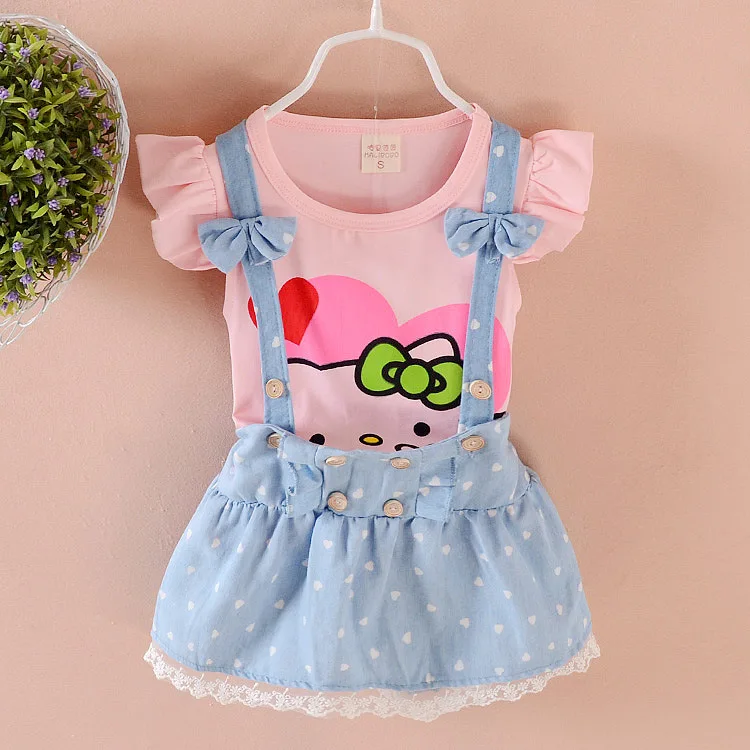 

Summer Baby Girls Clothes 2pcs/set Belt Pants+short Sleeve Tshirt Princess Newborn Baby Girls Clothes Cartoon Baby Clothing Set