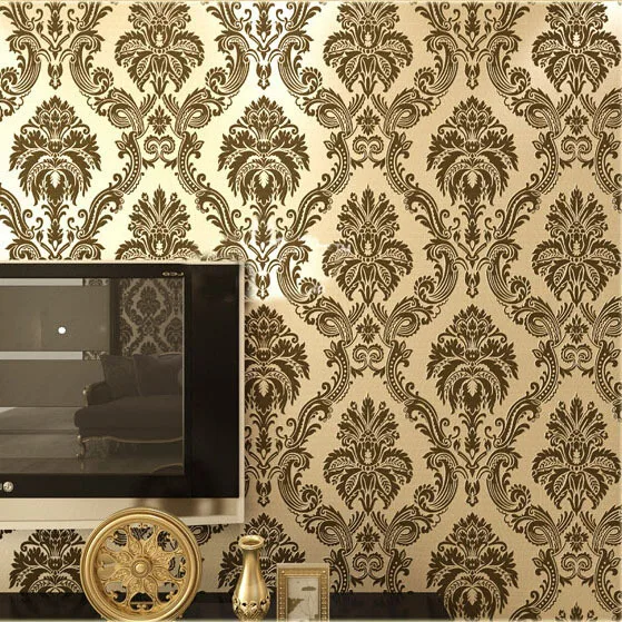 European Damask Wallpaper Pvc Flocking Fl Wall Paper Living Room European Damask Wallpaper Pvc Flocking Fl Wall Paper Living Room Bedroom Home Decor Beige