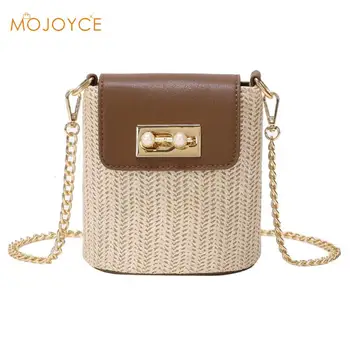 

Hit Color Bag Women Flap Shoulder Messenger Pearl Women Summer Rattan Bag Handmade Woven Beach bolsa feminina Dropshipping
