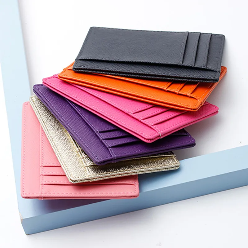 

2018 Genuine Leather Unisex Genuine Leather Solid Credit Card Holder Small Package Bag Ladies Real Pickup For Female Bank Set