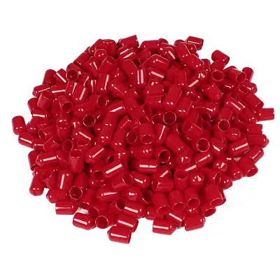 

400 Pcs 16mm Height 10mm Inner Dia Round Tip Red PVC Insulated End Caps
