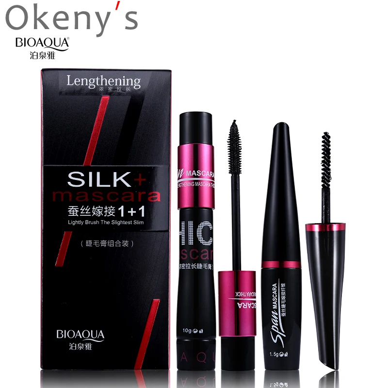 

BIOAQUA Brand Black Silk Mascara Makeup Set Eyelash Extension Lengthening Volume 3D Fiber Mascara Waterproof Cosmetics 2pcs/lot