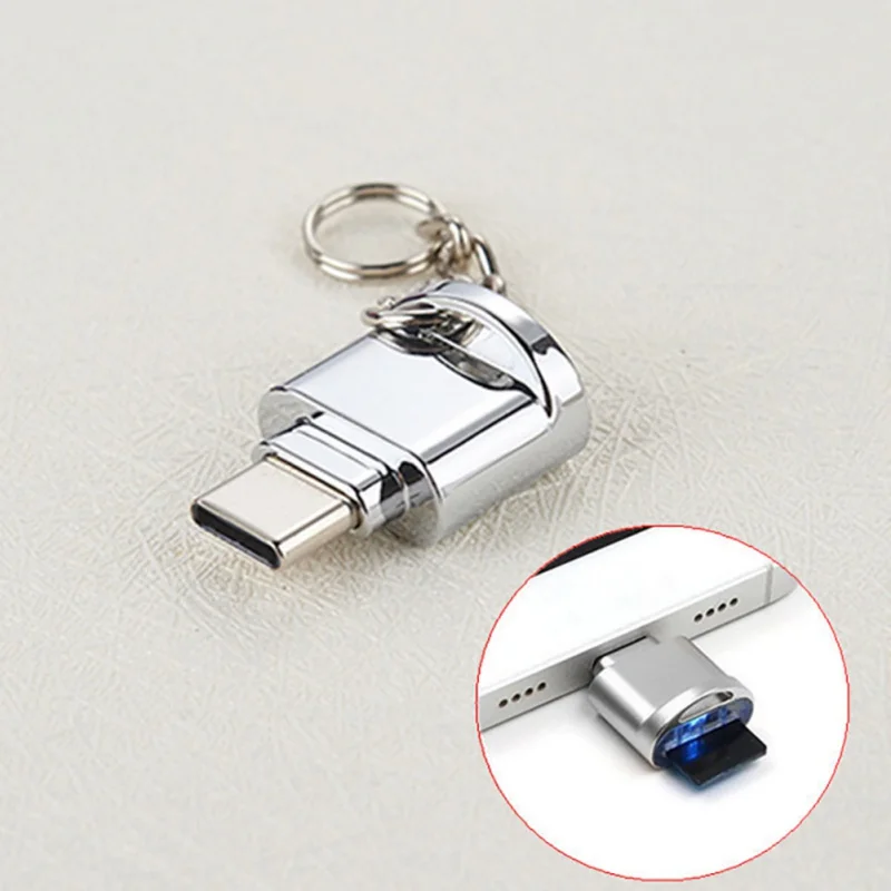 Алюминиевый USB 3,1 тип-c Micro SD TF считыватель карт OTG адаптер для samsung Xiaomi HuaWei Macbook с подвесной пряжкой