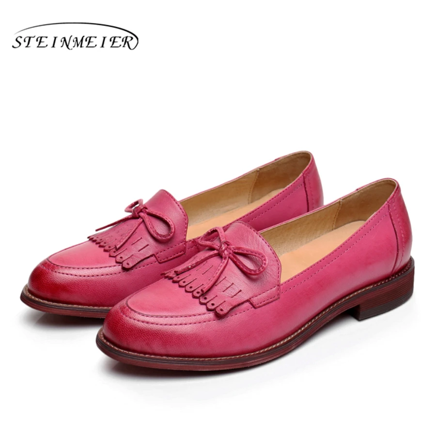 Женские туфли оксфорды из натуральной кожи на плоской подошве|shoes woman retro|flat shoesflat