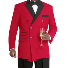 Красные приталенные пиджаки таможенные Homme модные костюмы с остроконечным лацканом на двух пуговицах, мужской пиджак, блейзер Для мужчин(пиджак+ штаны+ галстук-бабочка