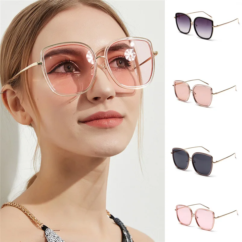 Sunglasses Women Side Shades Square Men Integrated 2018 Retro Classic Metal Frame Mirror