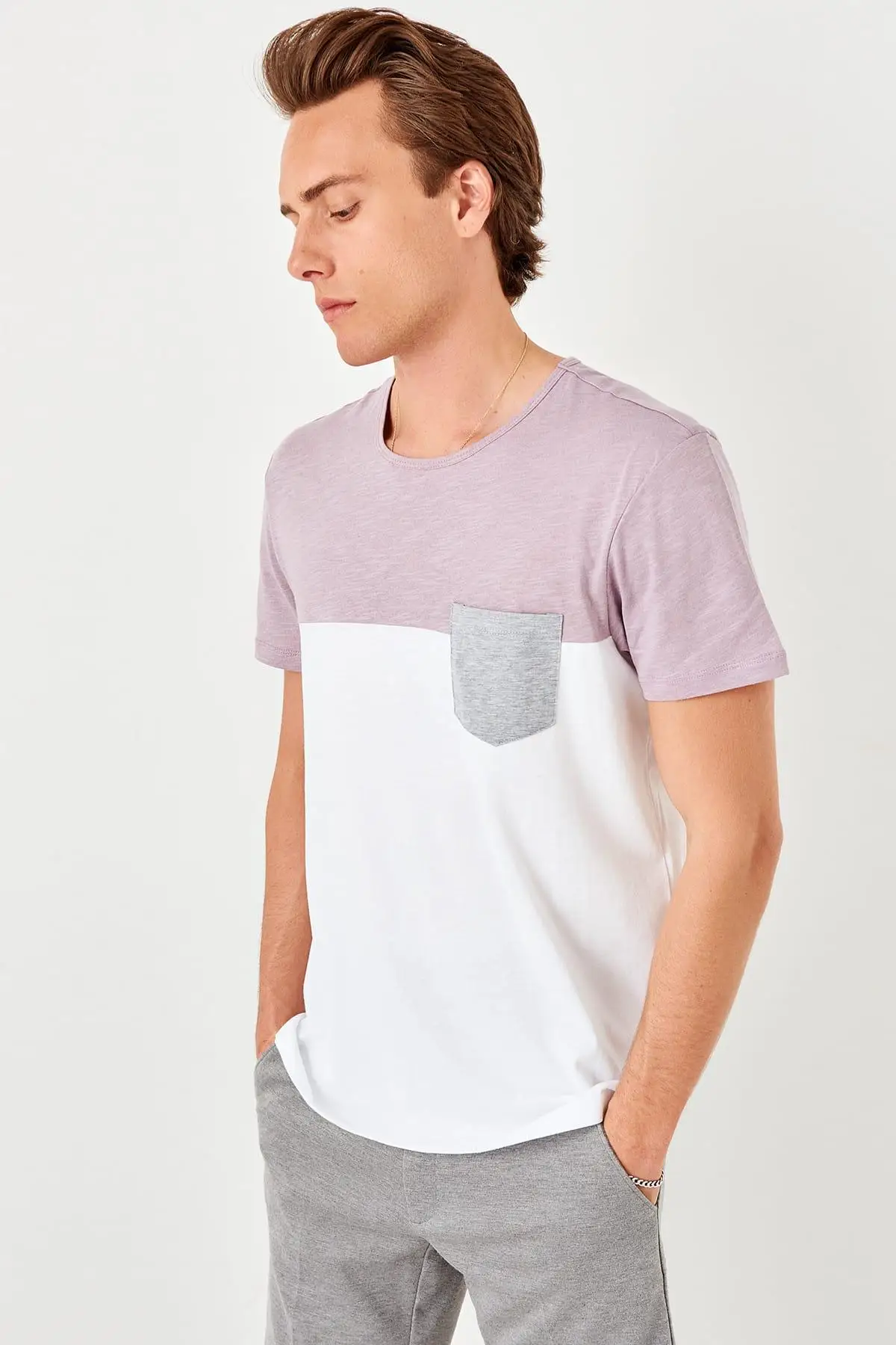 

Trendyol White Men Cycling Neck Front T-Shirt With Pocket TMNSS19SQ0034