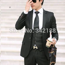 Цена! Черный Жених с разрезом сбоку смокинги друзей жениха Мужские свадебные костюмы Bridegroomwedding мужская одежда