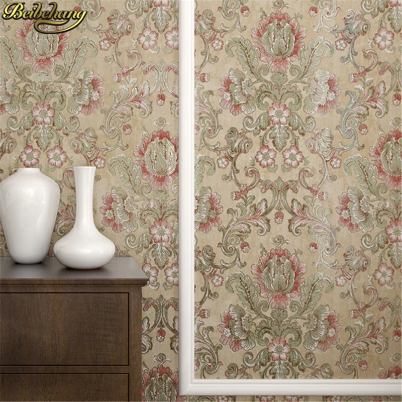 

beibehang European pastoral flowers Wall paper papel de parede 3d Europe Modern Embossed wallpaper for Living room decoration