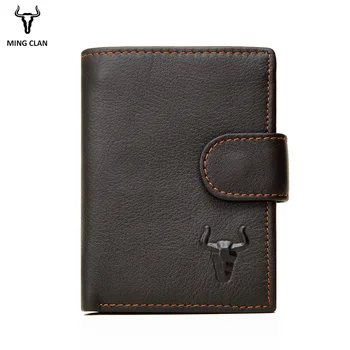 

Mingclan Short Men Wallets Genuine Leather Wallet Men Clutch Bag Coin Purse Card Holder Zipper Hasp Male Wallet Rfid Pocket