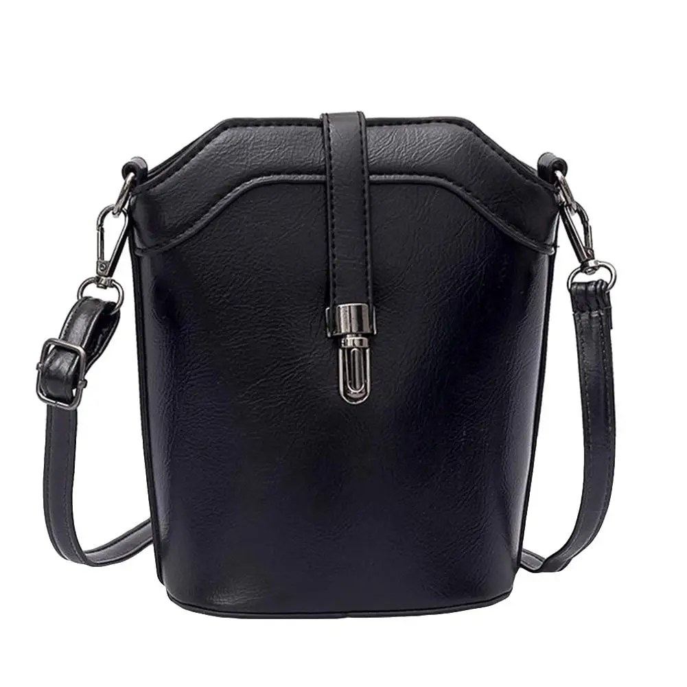 

Women's Solid Color Faux Leather Crossbody Shoulder Pouch Small Bucket Bag