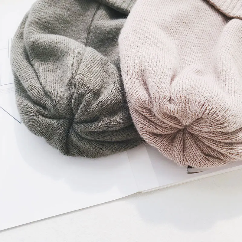 Женский вязаный бюстгальтер Skullies Beanies вязаная шапка из шерсти теплая зима