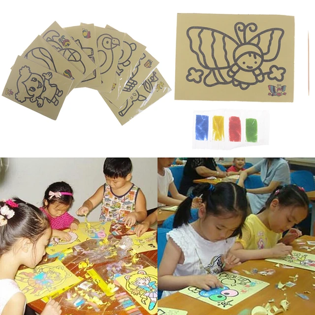 5pcs/lot Kids DIY Color Sand Painting Art Creative Drawing Toys