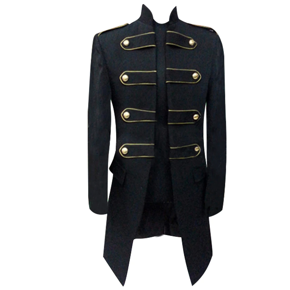 

HCF by Air Men's 1 Piece with 8 Decorative Buckle Black Long Pattern Jackets