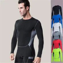 Для мужчин работает футболки спортивные Колготки Бодибилдинг Фитнес Одежда Человек Rashgard с длинным рукавом Центр Футбол Теннис Jogger футболка