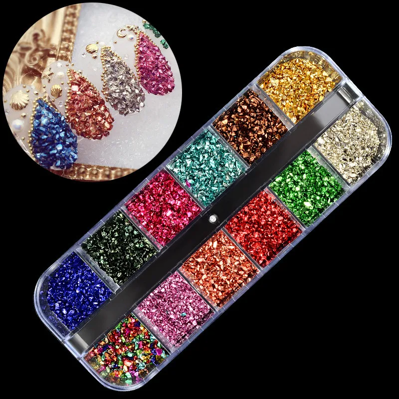 

1set Crystal Gallet Rhinestones For Nails Jewelry Gems 12 Color Nail Art Decoration Studs Rhinestone Beads Nail Accessories Tool