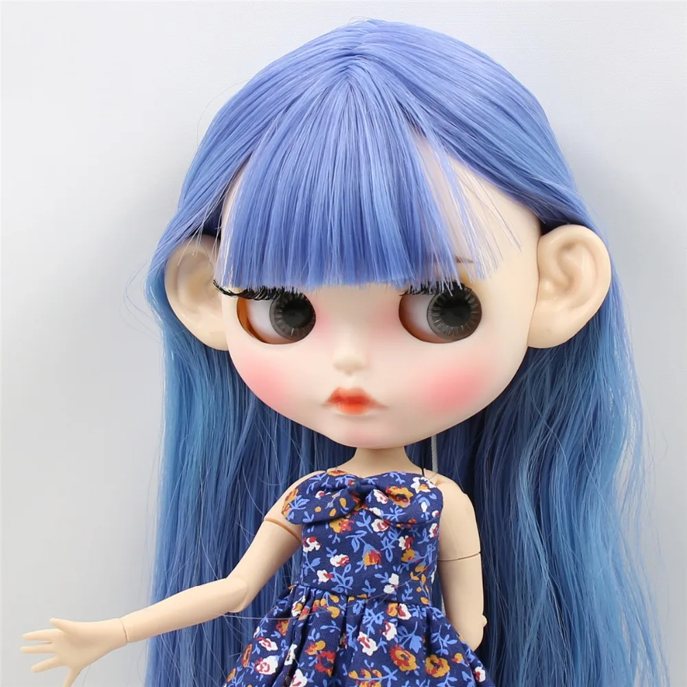 Ледяная фабрика blyth кукла 1/6 bjd белая кожа соединение тела синий/фиолетовый волосы матовый лицо резные губы с бровями BL2749