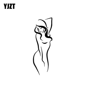 

YJZT 4.4*12.9CM Artistical Line Sexy Nake Girl Car Sticker Silhoutte Black/Silver Vinyl Decal Fantastic Style C20-0495