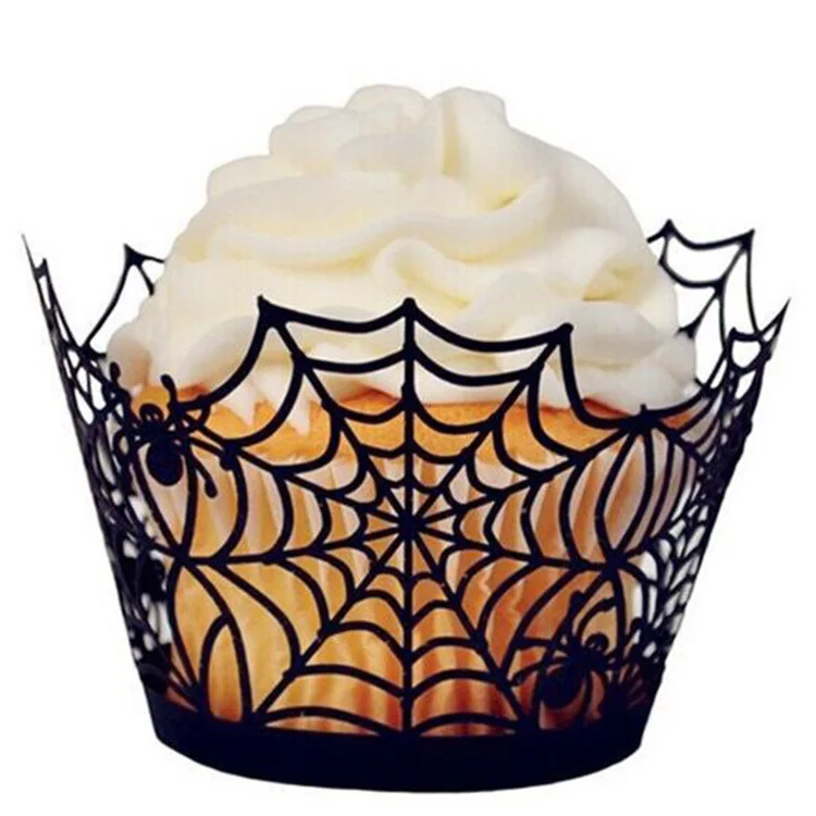 50 шт. Хэллоуин паутина полый кекс мороженое оболочки Cup Cake обертки вкладыши