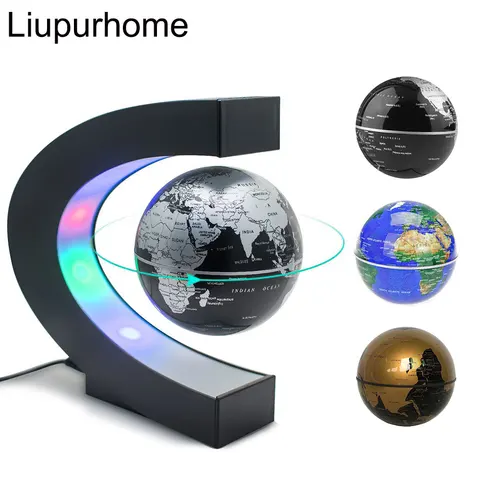 Globo de Levitação Mapa do Mundo Criativo Magnética Night Light Decoração Interior Lâmpada Mesa Cabeceira Antigravidade Crianças Estudo Presente Myc Led