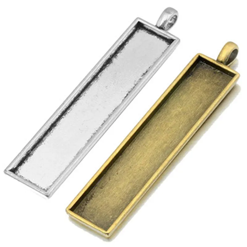 

3pcs Fit 10*50mm Inlay Stone Cameo rectangle Pendants Charms Bezel Diy Simple Blank Base Settings Tray Handmade Findings C1