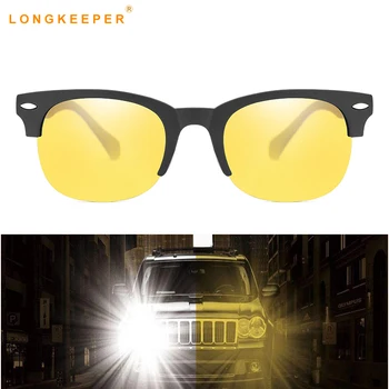 

Longkeeper Night Vision Sunglasses Men Women Polarized Night Driving Glasses Semi Rimless Yellow Lens Eyeware