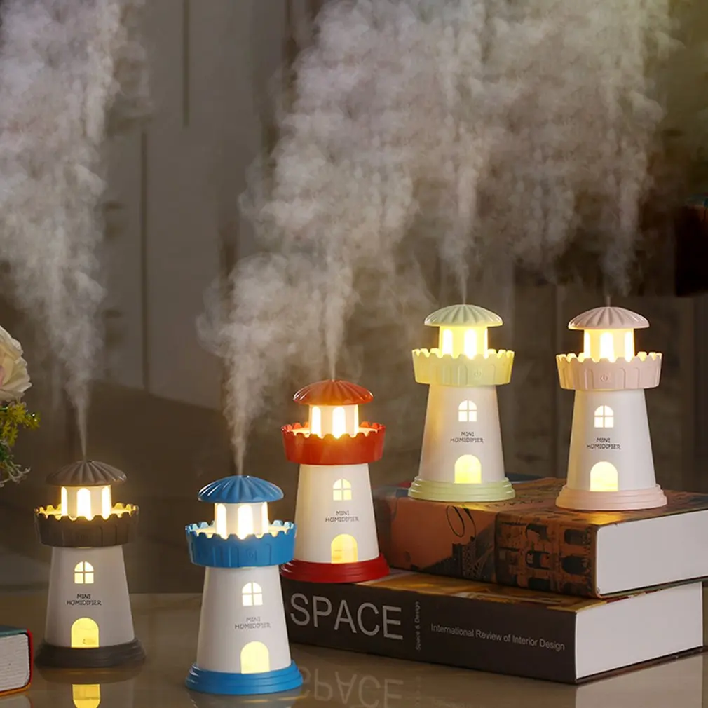 

Lighthouse Air Humidifier Ultrasonic Mist Maker Fogger USB 150ml Humidifiers Freshener Purifier Aroma Diffuser Lamp dropshipping