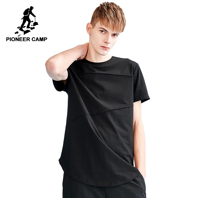 

Pioneer Camp New leaf side design solid summer men t shirt brand-clothing casual short sleeve tshirt quality strech ADT801199