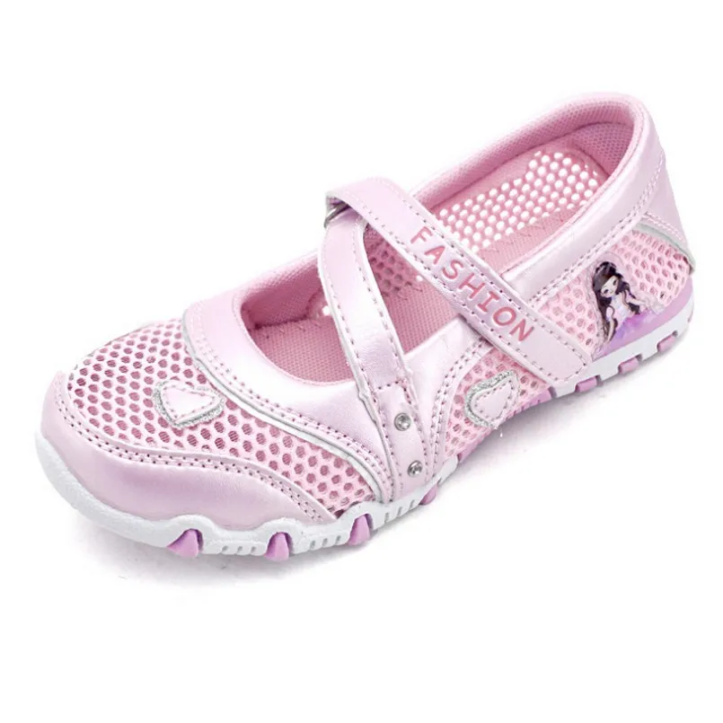 

New Children Shoes Summer Non-Slip Mesh Shoes For Girls Fashion Sandals Cartoon Princess Sandals Kids Flat Size 26-37