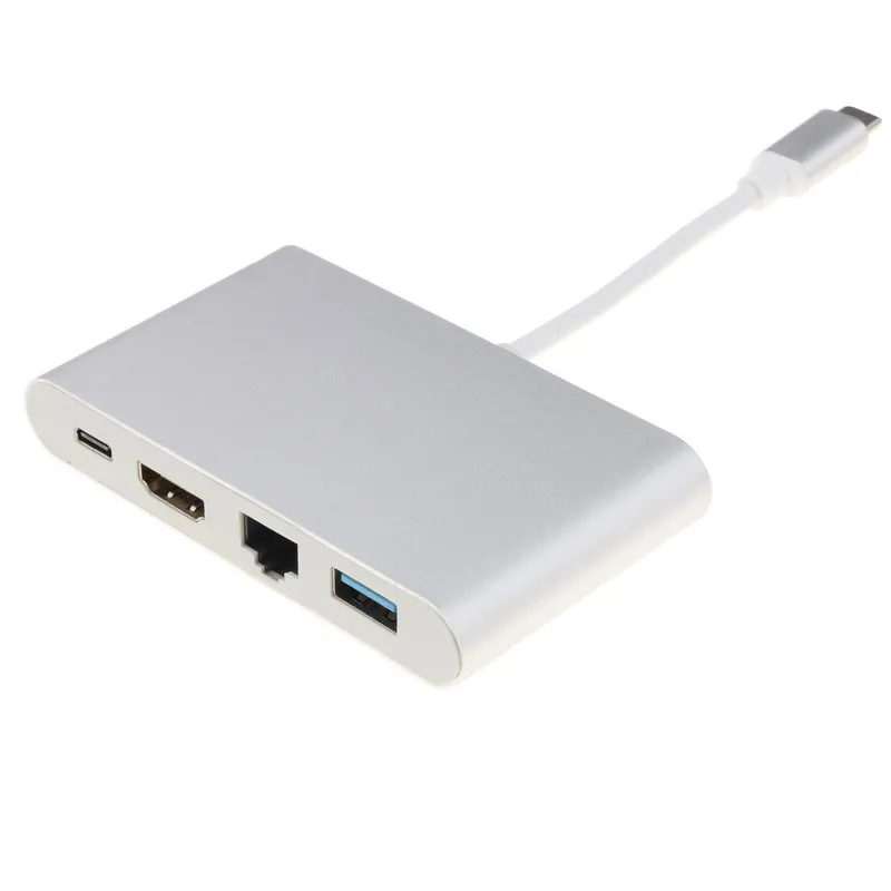 Горячая Распродажа USB C к HDMI 4K Gigabit Ethernet RJ45 порт USB 3,1 type C адаптер USB-C разветвитель концентратор для Macbook HDTV