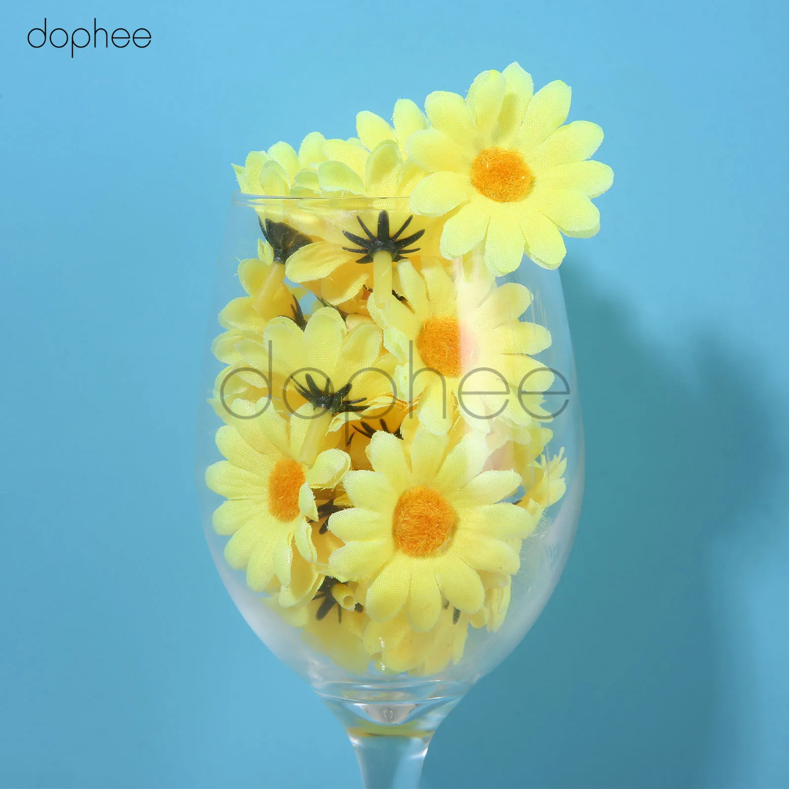 Dophee 50 шт. ручной работы искусственный подсолнух DIY ВЕНОК мини цветок головка для свадьбы искусственный цветок для декорирования - Цвет: Yellow