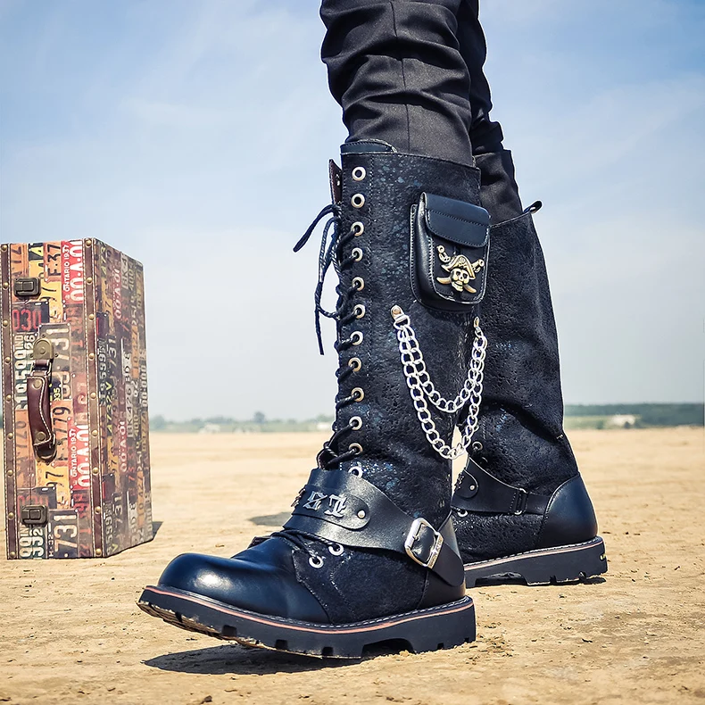 Preto do exército botas góticas homens combate