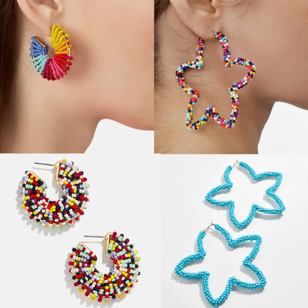 

Vedawas 2019 Maxi Beads Earrings Handmade Statement Star Drop Dangle Earrings Shell Bridal Wedding Jewelry Accessories xg2811