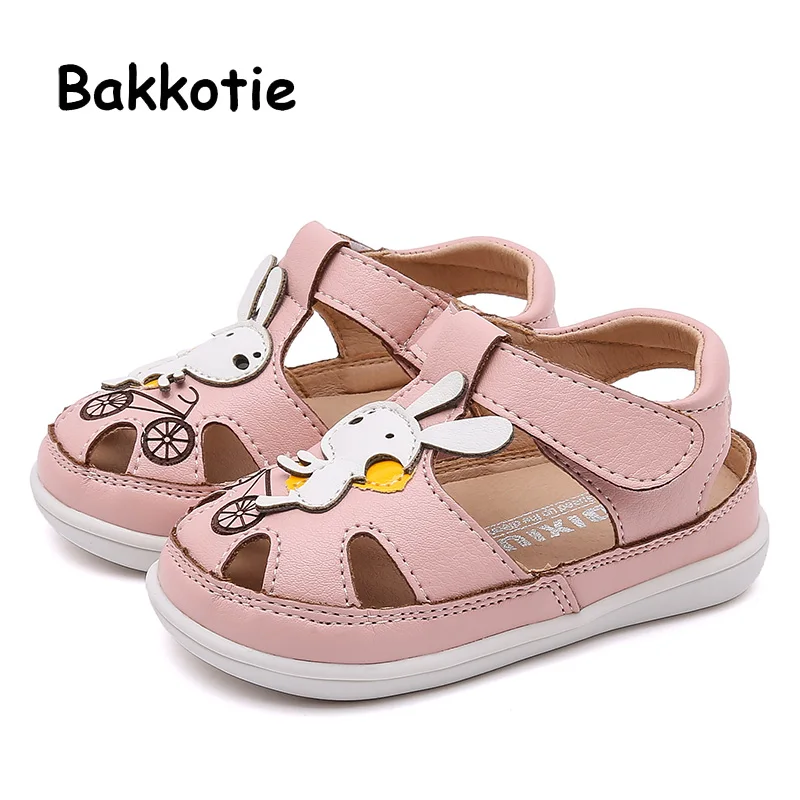 

Bakkotie 2019 Kids Fashion New Pink Casual Dress Shoes Baby Girls Summer Anti Kick Rabbit Sandals Toddler Black Soft Sandals